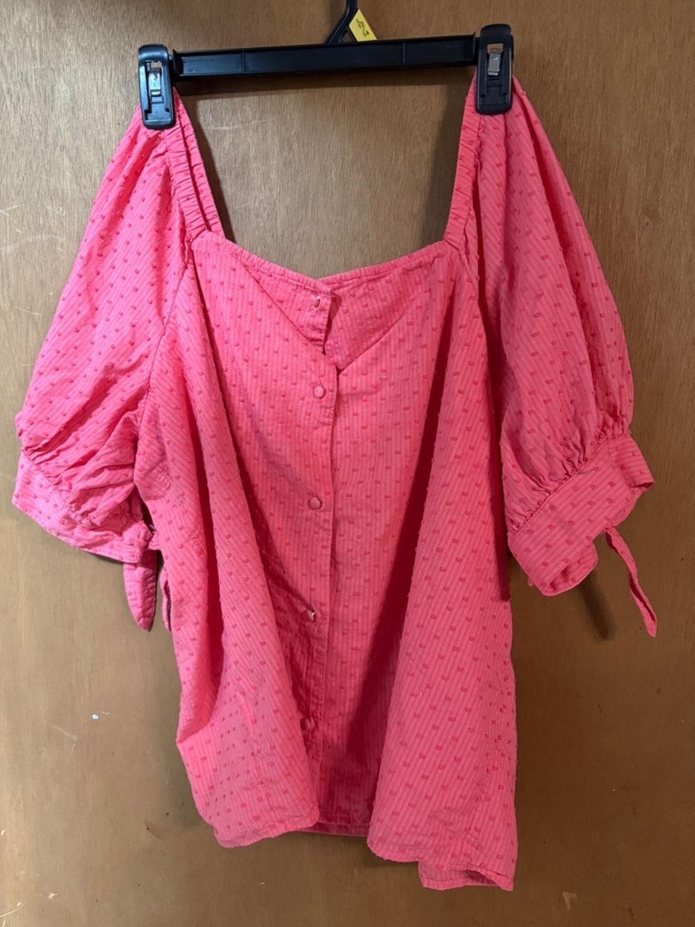 LC Lauren Conrad Coral Pink Puff Sleeve Button-Front Blouse